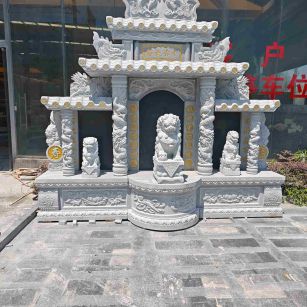 荆门芝麻白中国黑石材套墓 花岗岩墓碑